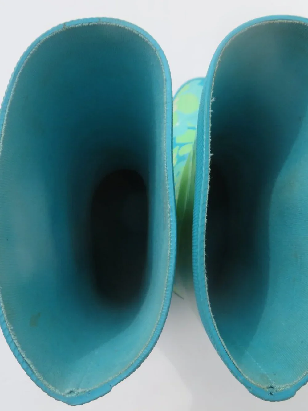 LL Bean Kids Wellie Rain boots Blue Green Flowers Waterproof Size 3 Nylon Shank